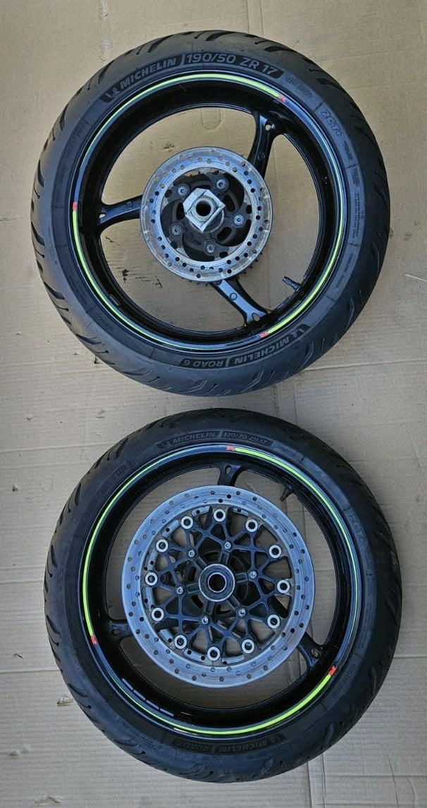 09-16 2015 Suzuki GSXR 1000 FRONT REAR WHEELS RIMS ROTORS HUB SPROCKET BLACK OEM