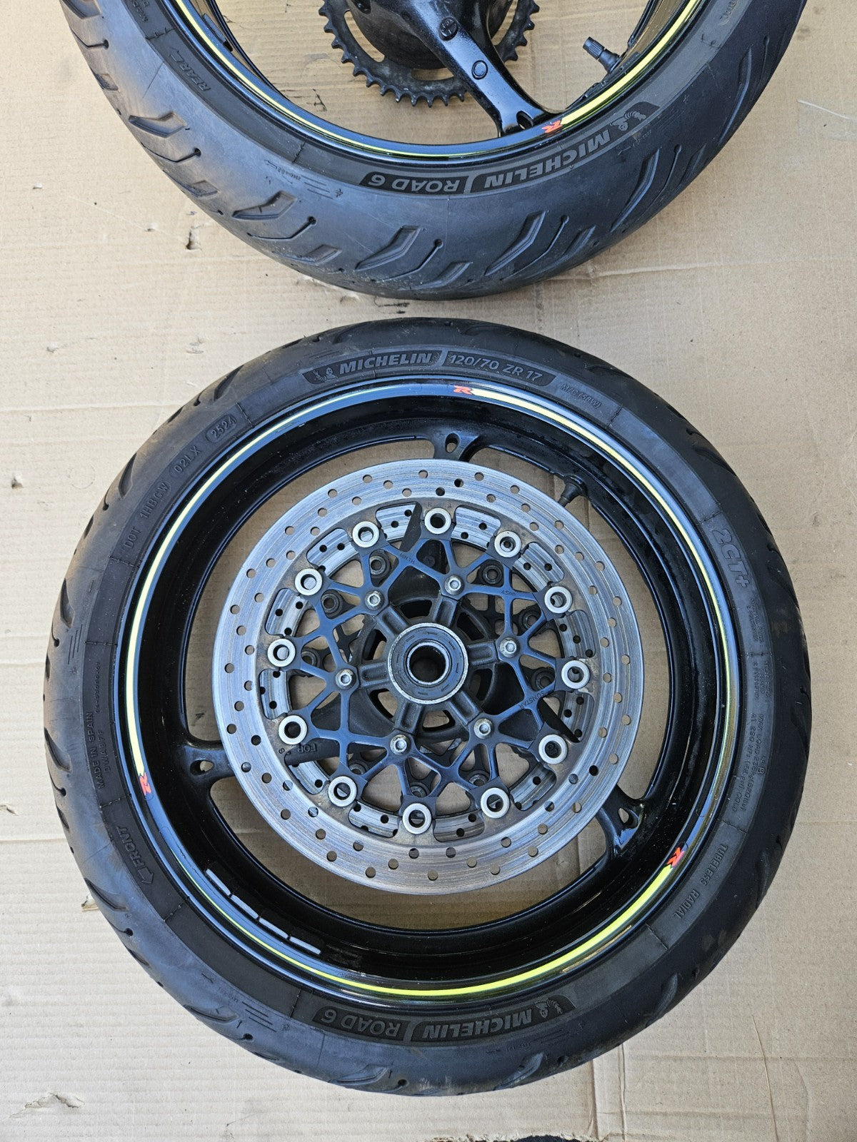 09-16 2015 Suzuki GSXR 1000 FRONT REAR WHEELS RIMS ROTORS HUB SPROCKET BLACK OEM