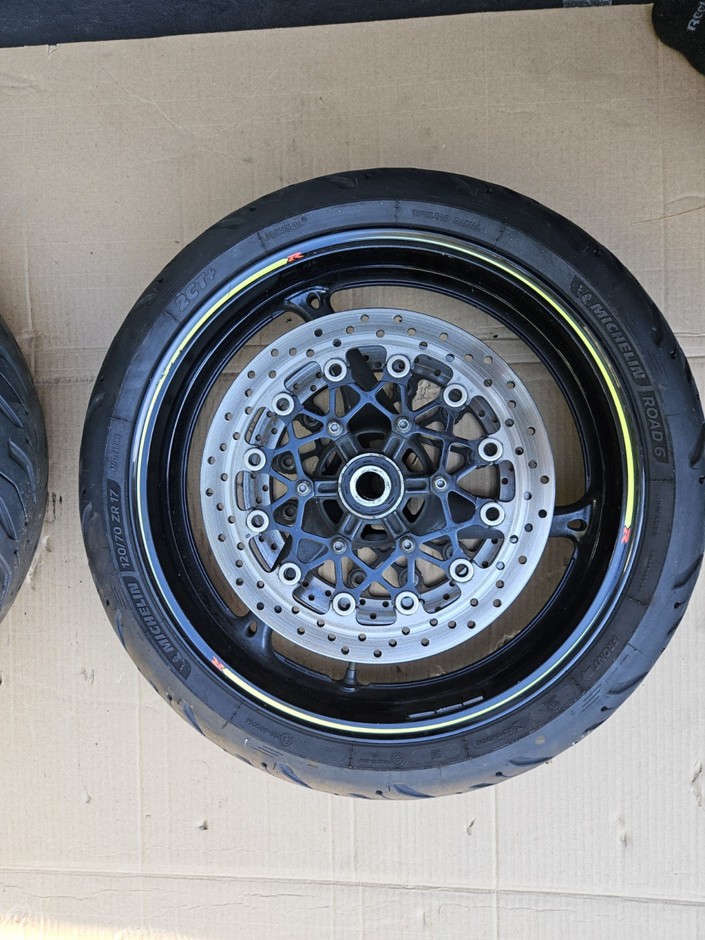 09-16 2015 Suzuki GSXR 1000 FRONT REAR WHEELS RIMS ROTORS HUB SPROCKET BLACK OEM