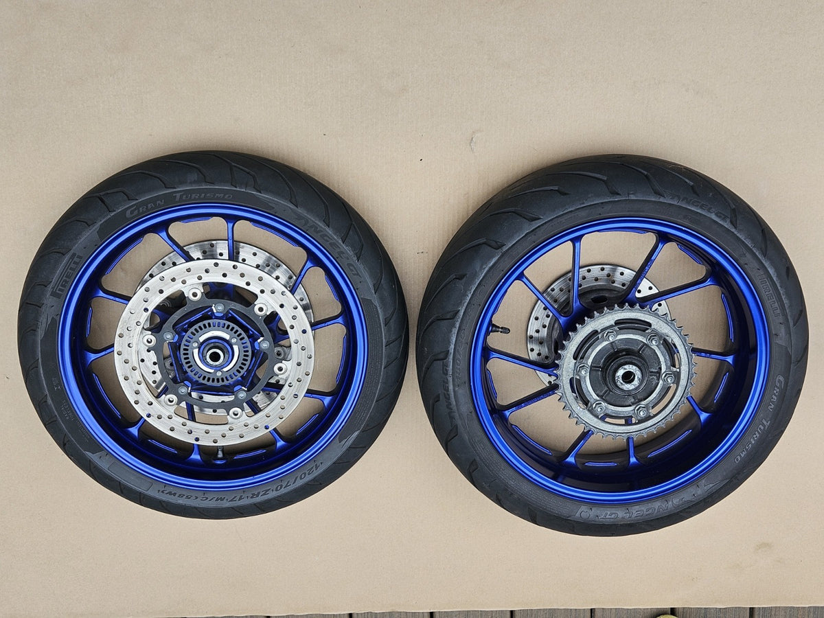 2022 22-25 Yamaha YZF-R7 YZFR7 Front Rear Wheel Blue Rim Set OEM Rims Pair0