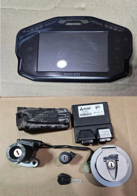 15-17 Ducati Panigale 1299 Speedometer Gauges ECU Ignition Switch Key Set OEM