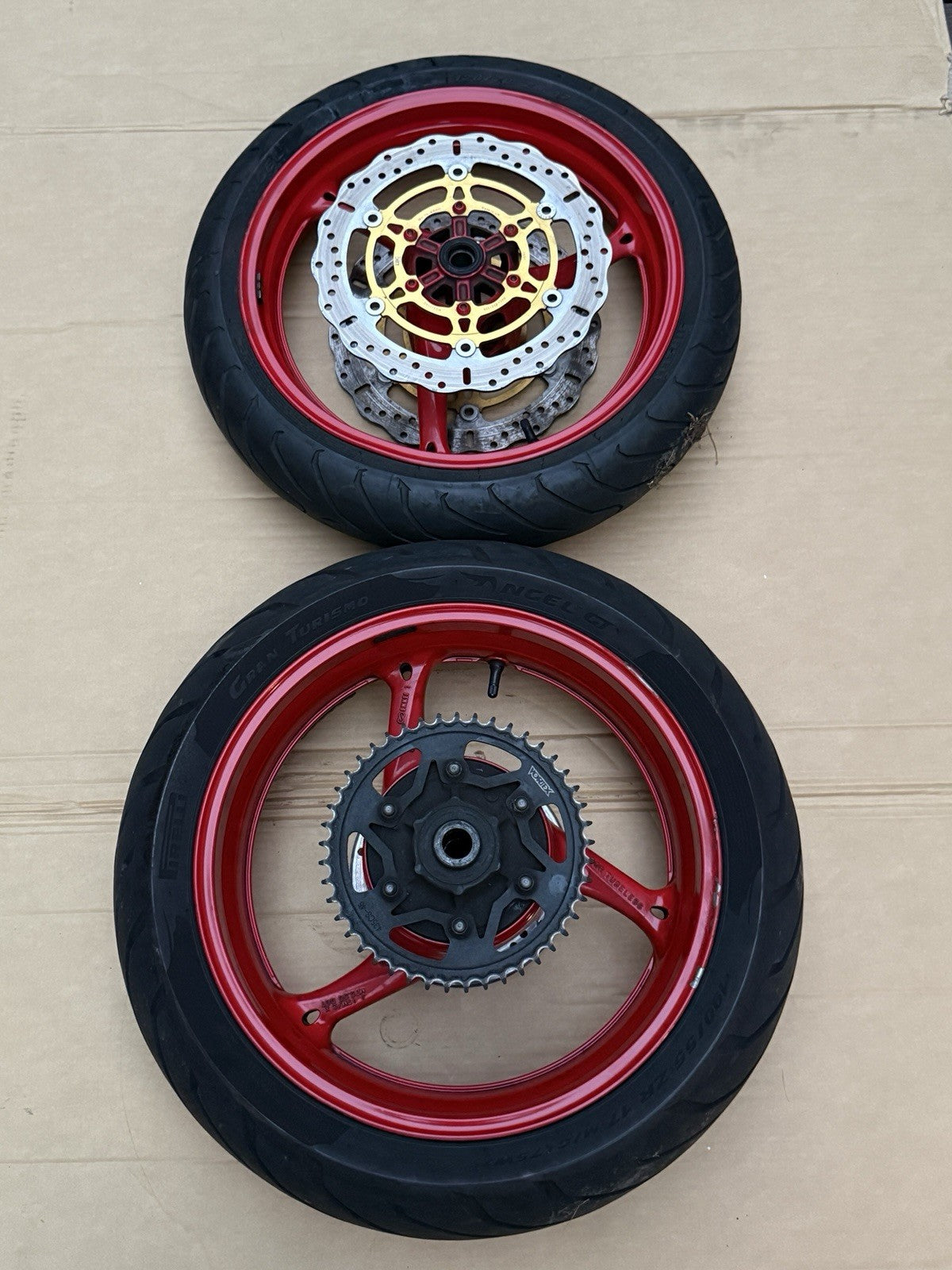 11-25 Suzuki Gsxr600 GSXR750 Front Rear Wheel Back Rim Set OEM Red Painted0