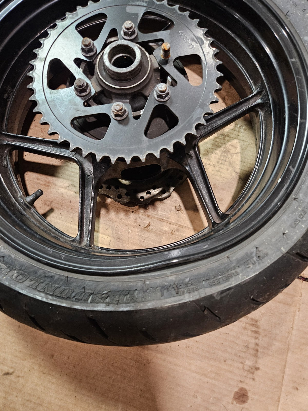 2013-2018 Kawasaki ZX6R 636 OEM Rear Wheel Rim Tire ZR17 Black Dented