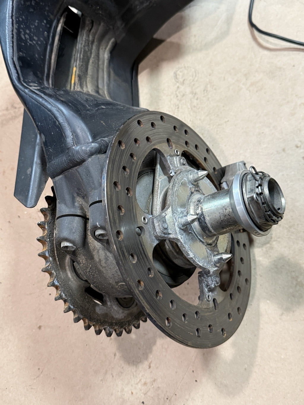 08-13 Ducati 848 1098 1198 OEM Single Sided Swingarm Rear Brake Rotor Sprocket