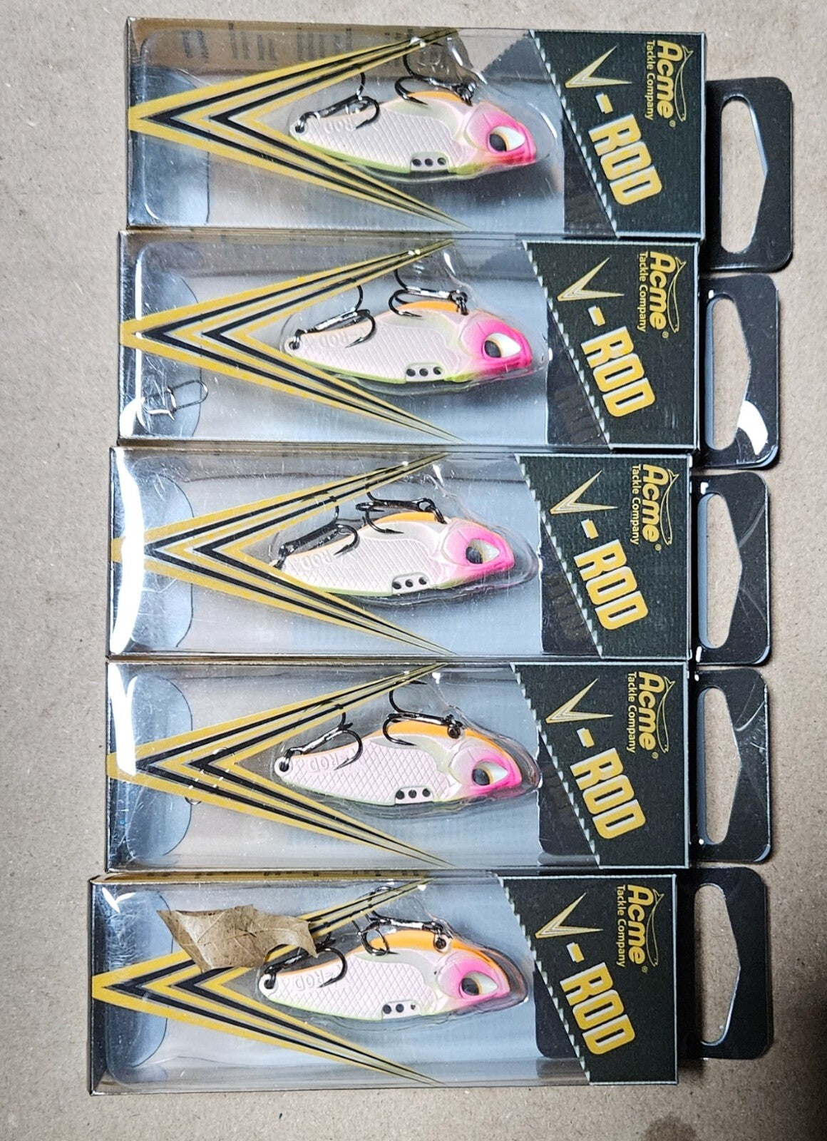 Acme v-rod ice fishing blade bait jigging lure 1/4oz Pony Boy LOT OF 5
