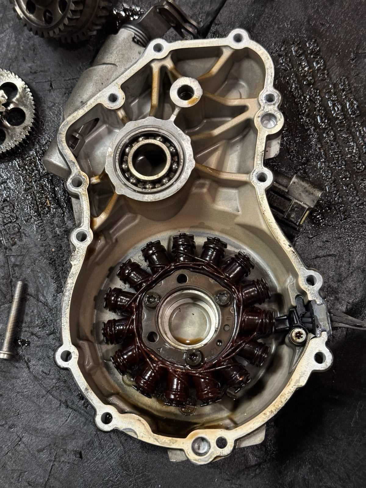 09-19 BMW S1000RR OEM Stator Magneto Alternator Cover Gears Left Engine Case8