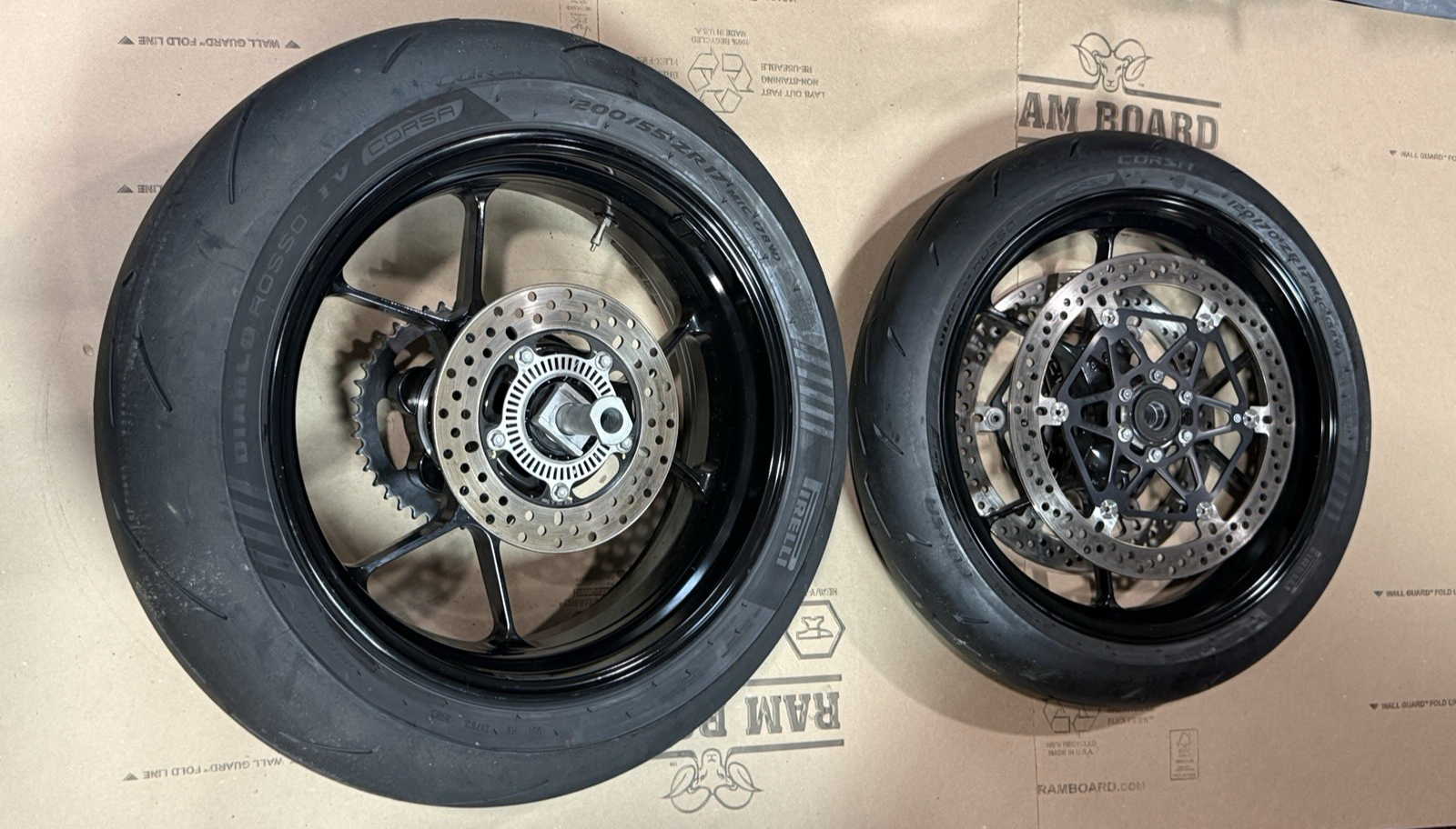 2021-24 Aprilia RSV4 1100 OEM Front & Rear Wheel Rim Set Mounted Tires Straight