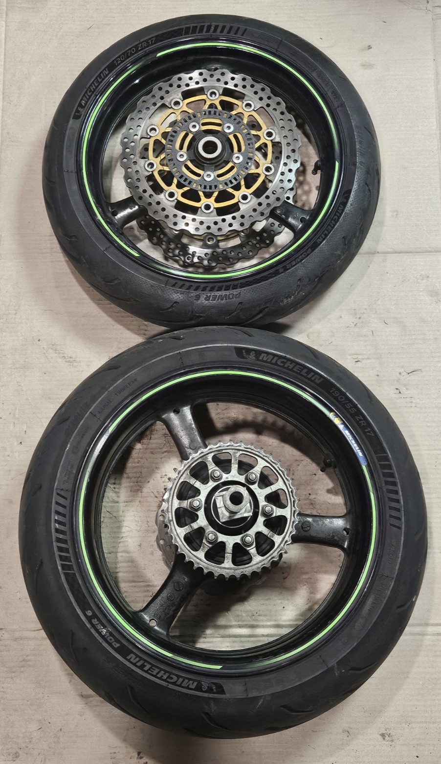 11-15 2014 Kawasaki Ninja ZX10R OEM Wheels Rims Set Rotors Tires Straight Clean