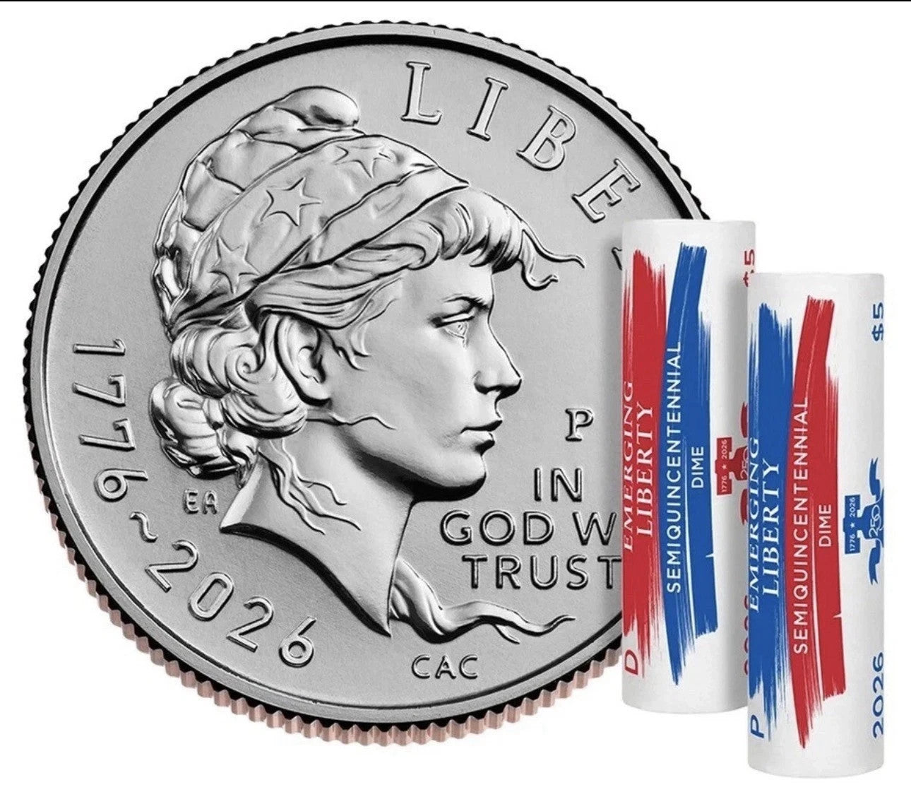 Semiquincentennial Dime 2026 Emerging Liberty 2-Roll Set (P, D) 26SDR