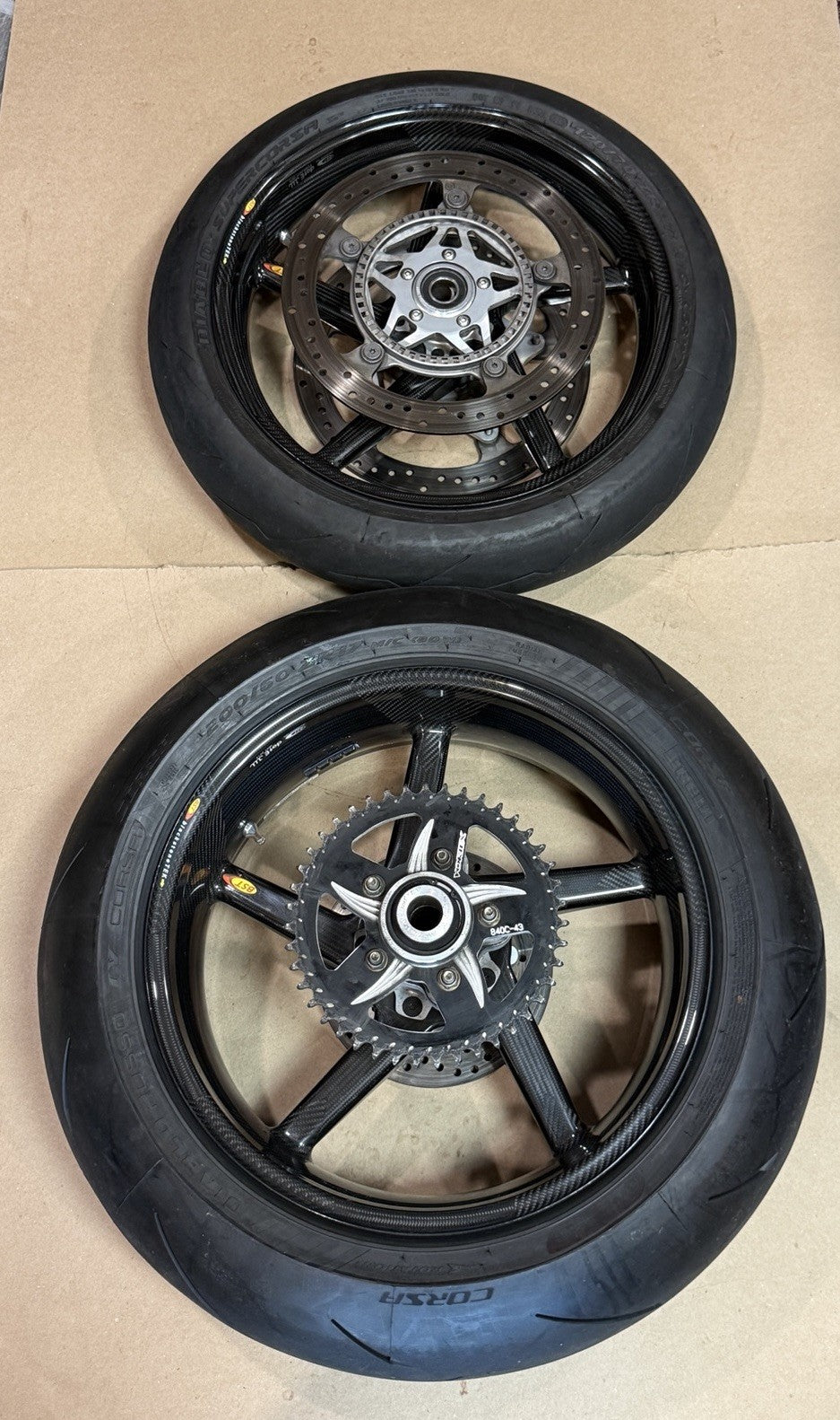 10-24 BST Carbon Fiber Wheel Set 17” BMW S1000RR Front & Rear W/ Hub 5-SPOKE W
