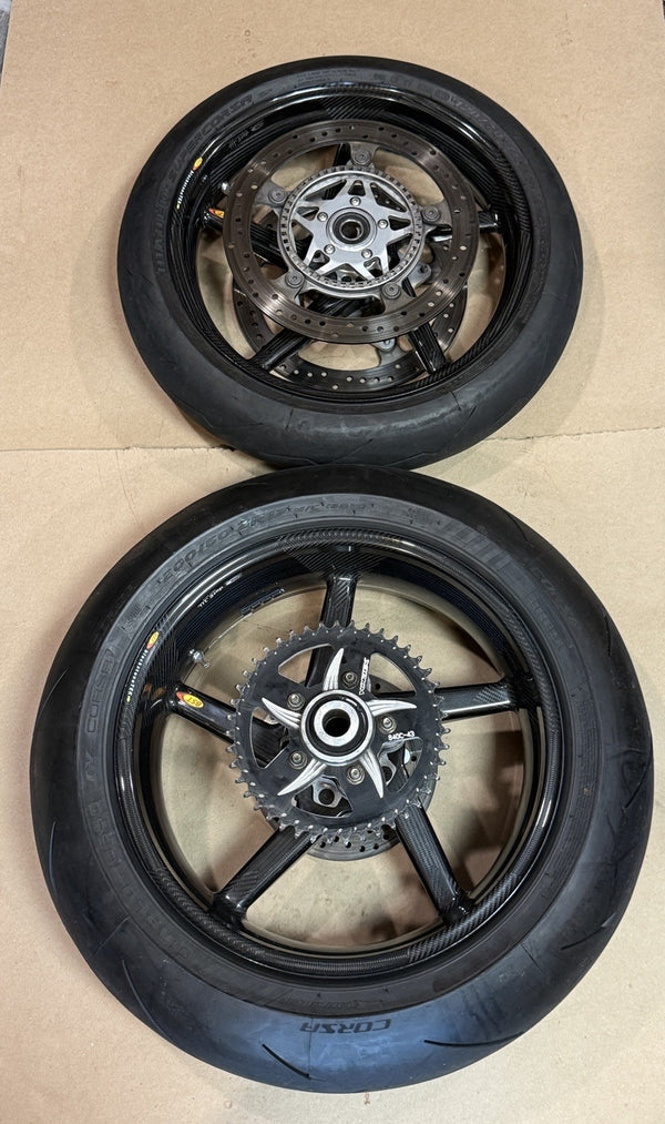 10-24 BST Carbon Fiber Wheel Set 17” BMW S1000RR Front & Rear W/ Hub 5-SPOKE W