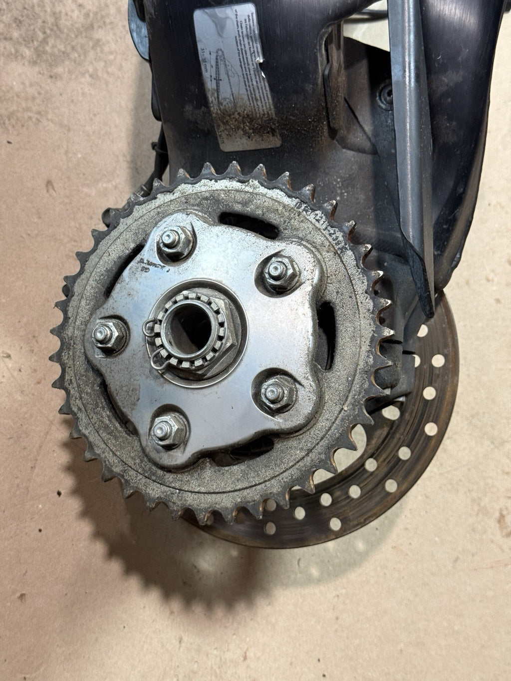 08-13 Ducati 848 1098 1198 OEM Single Sided Swingarm Rear Brake Rotor Sprocket