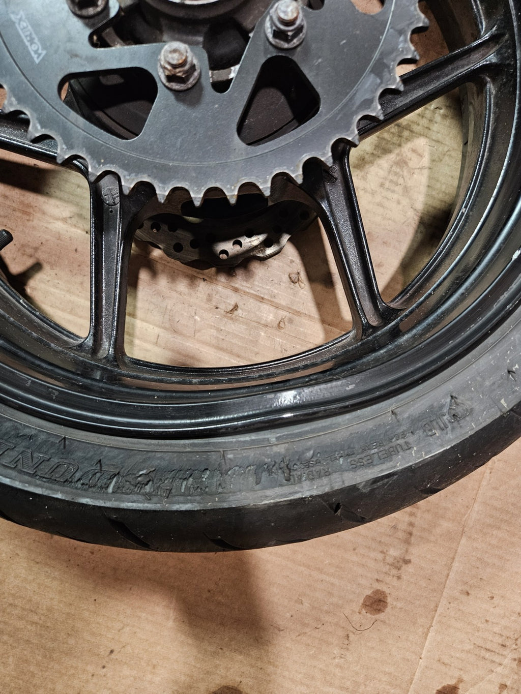 2013-2018 Kawasaki ZX6R 636 OEM Rear Wheel Rim Tire ZR17 Black Dented
