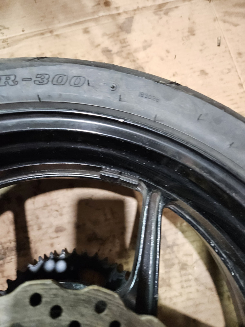 2013-2018 Kawasaki ZX6R 636 OEM Rear Wheel Rim Tire ZR17 Black Dented