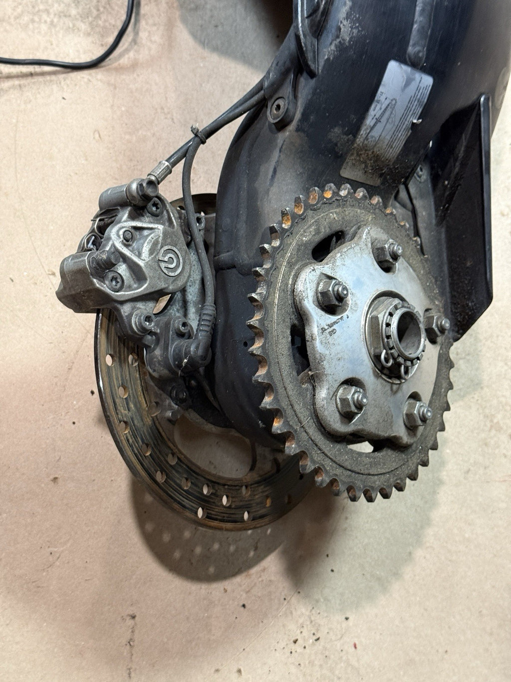 08-13 Ducati 848 1098 1198 OEM Single Sided Swingarm Rear Brake Rotor Sprocket