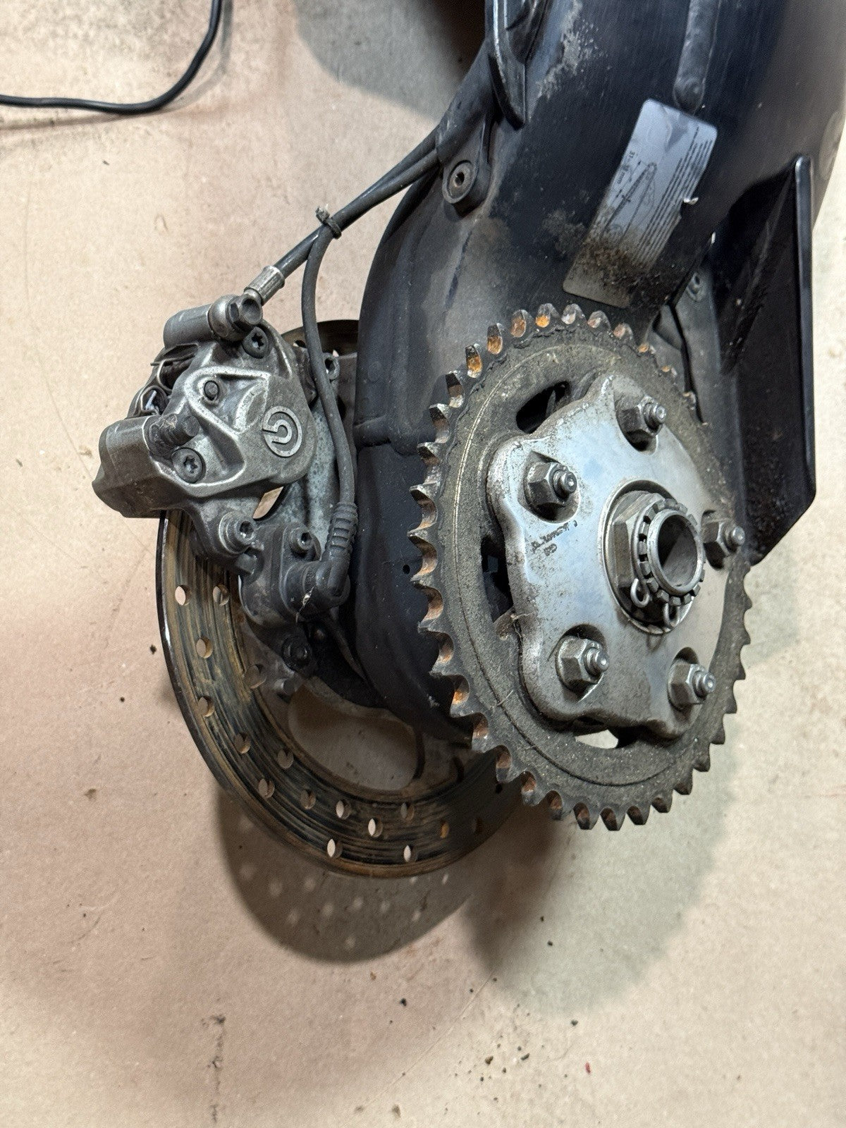 08-13 Ducati 848 1098 1198 OEM Single Sided Swingarm Rear Brake Rotor Sprocket