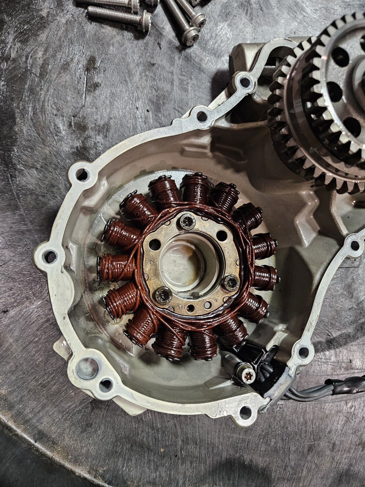 09-19  BMW S1000RR Engine Stator Magneto Alternator Cover Gears OEM Left Case