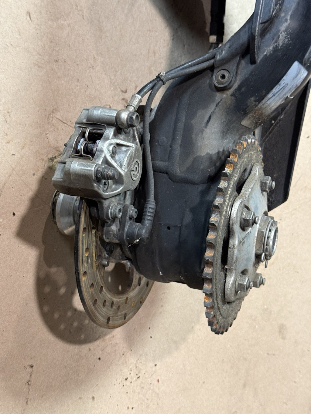 08-13 Ducati 848 1098 1198 OEM Single Sided Swingarm Rear Brake Rotor Sprocket