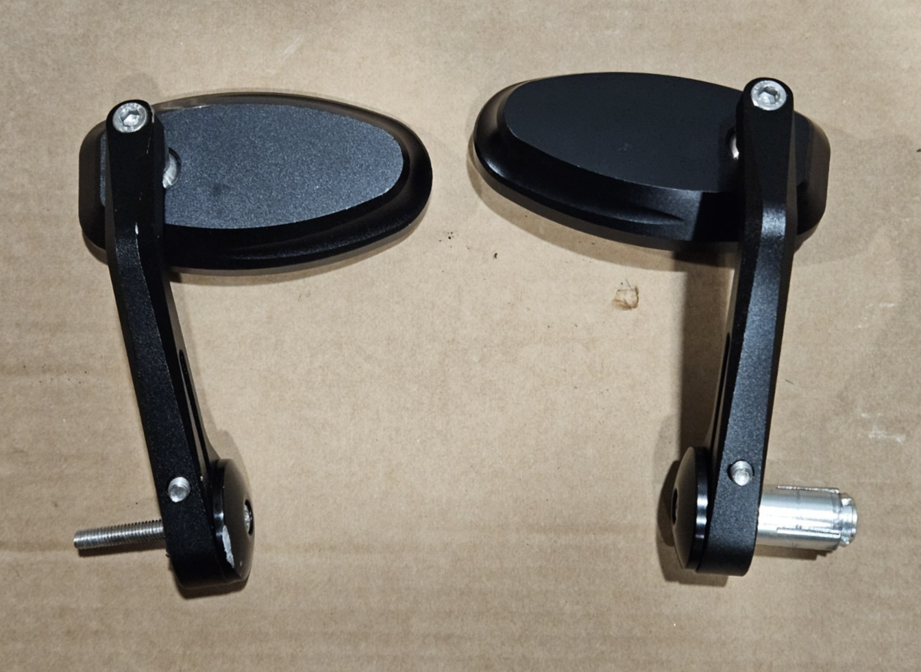 KEMIMOTO Motorcycle Bar End Mirrors Billet Black 3.86" x 1.93"
