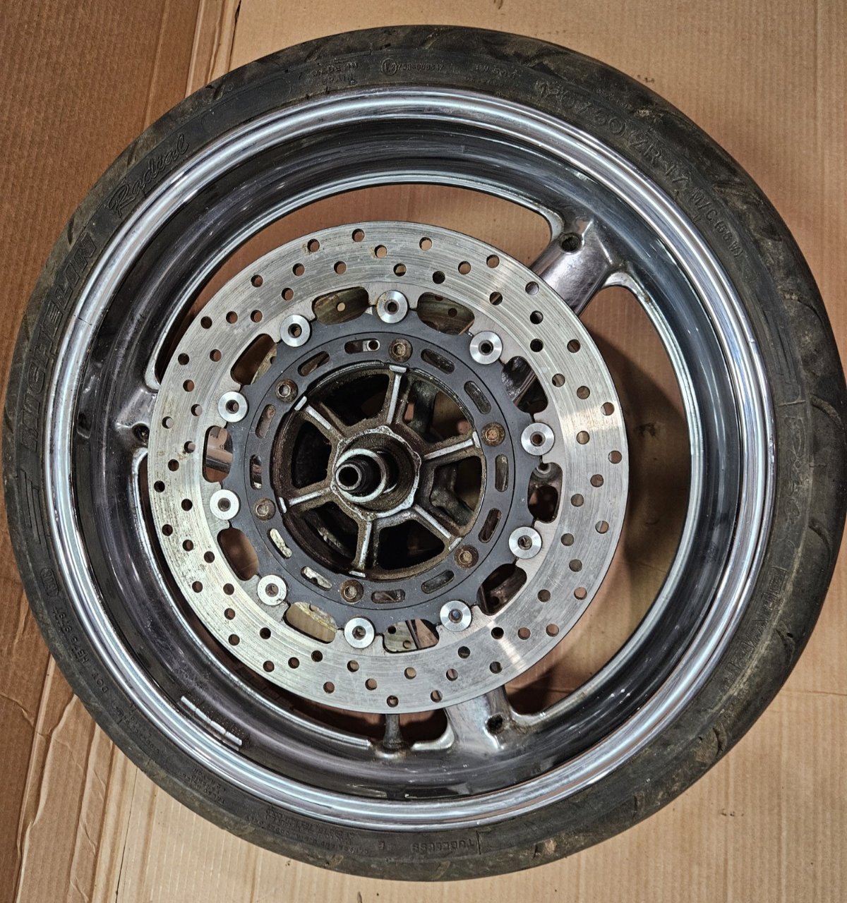 1999-2002 Yamaha YZF-R6 OEM Front Wheel Rim Chrome Straight w/ Rotors