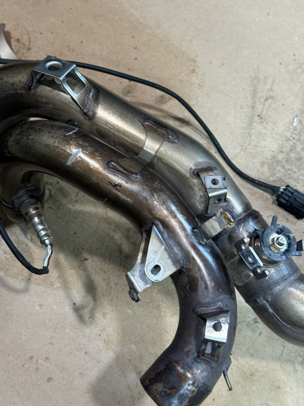 2011-13 Ducati 848 Evo 1098 1198 OEM Exhaust Headers Mid Pipe Assembly Straight