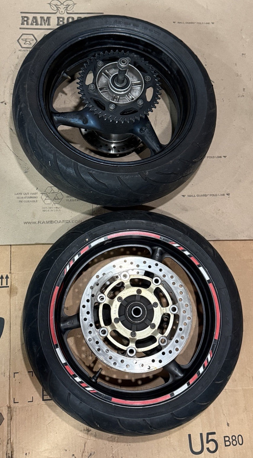 2001-2006 2002 Honda CBR600F4I Front & Rear Rim Wheel Set W/ Brake Rotors Tires