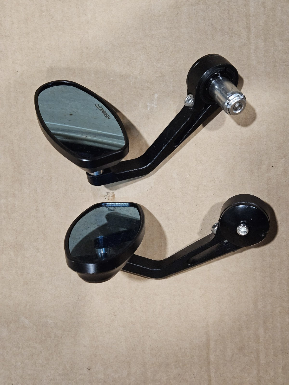 KEMIMOTO Motorcycle Bar End Mirrors Billet Black 3.86" x 1.93"