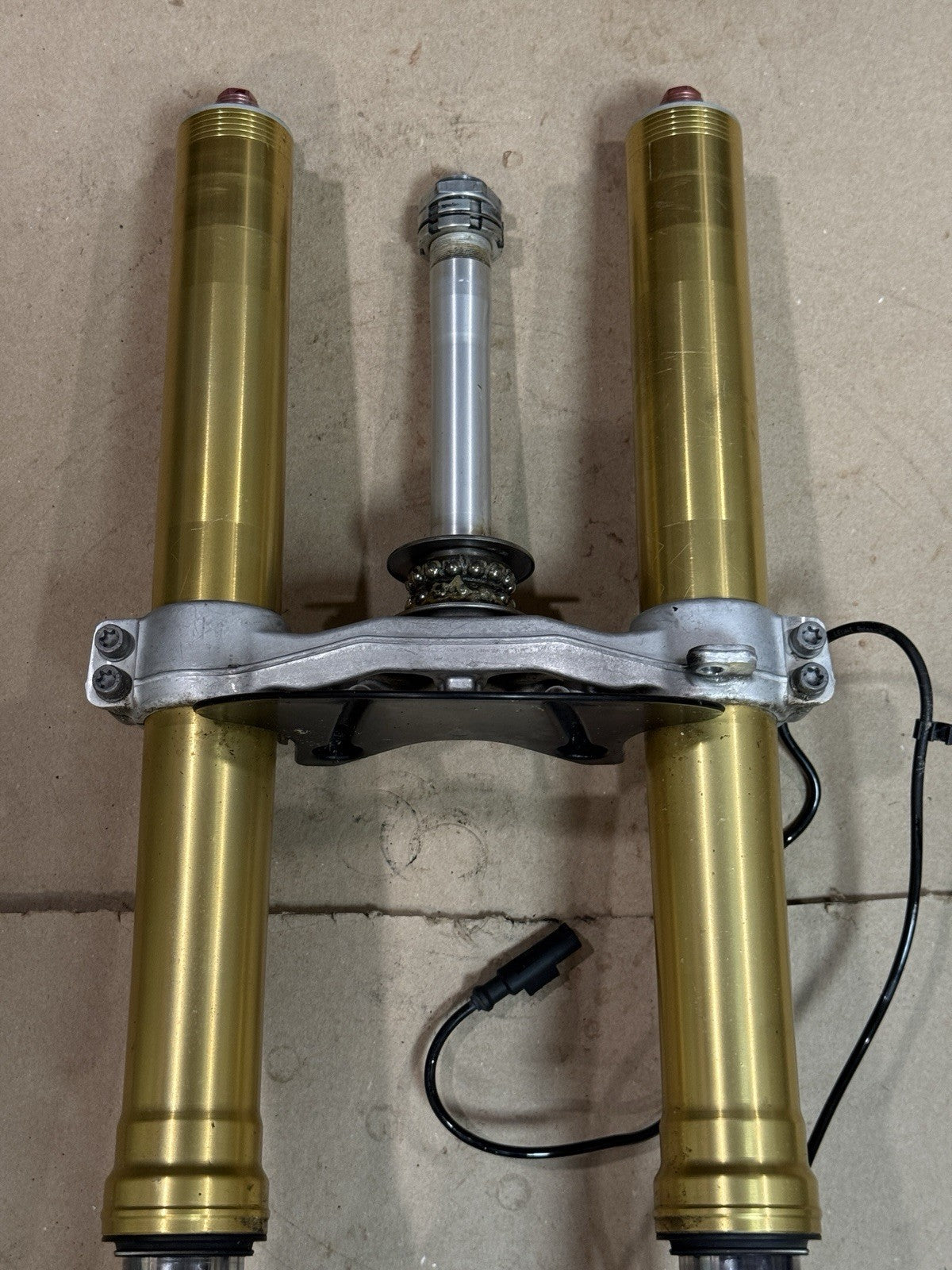 09-14 BMW S1000RR OEM Front Forks Suspension Pair Triple Tree Straight Set