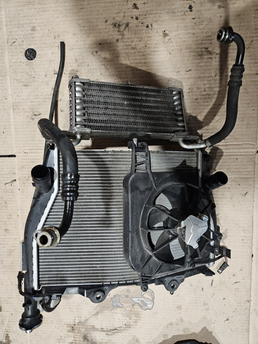 2010-2014 BMW S1000RR OEM Radiator Cooling Assembly w/ Oil Cooler Fan Reservoir