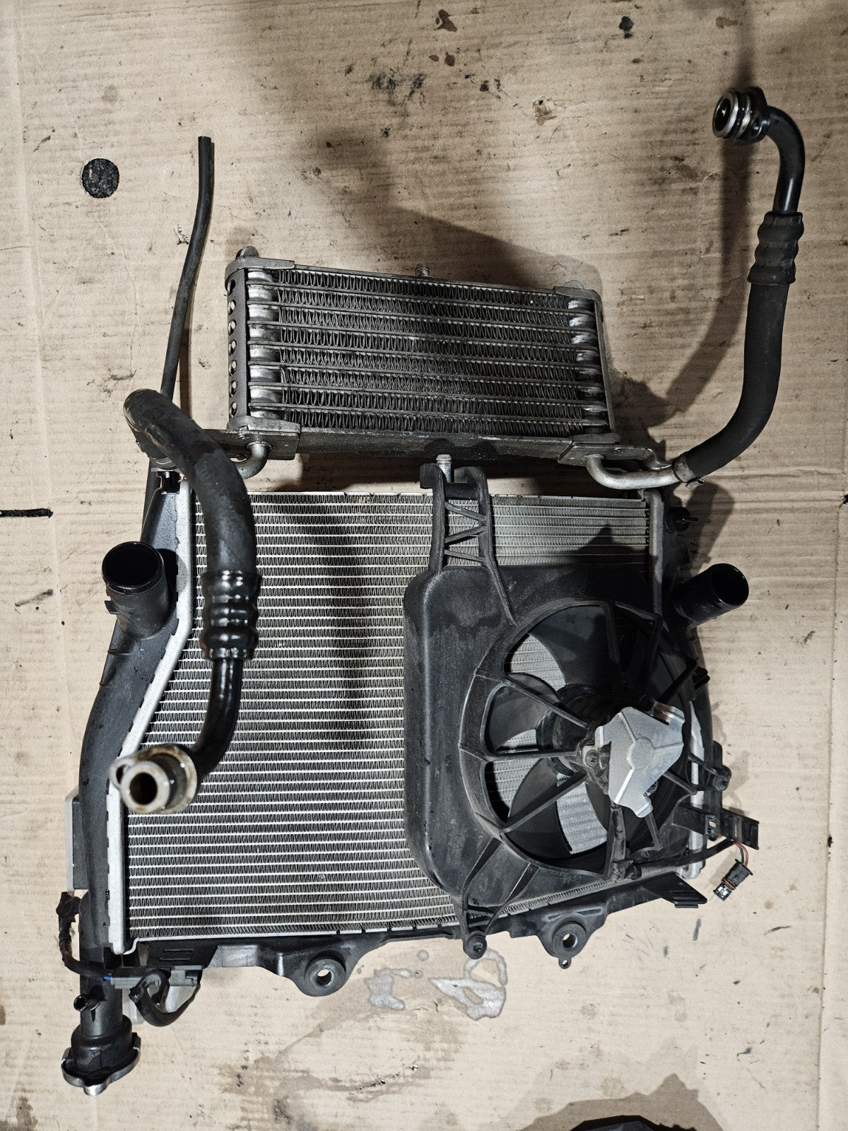 2010-2014 BMW S1000RR OEM Radiator Cooling Assembly w/ Oil Cooler Fan Reservoir