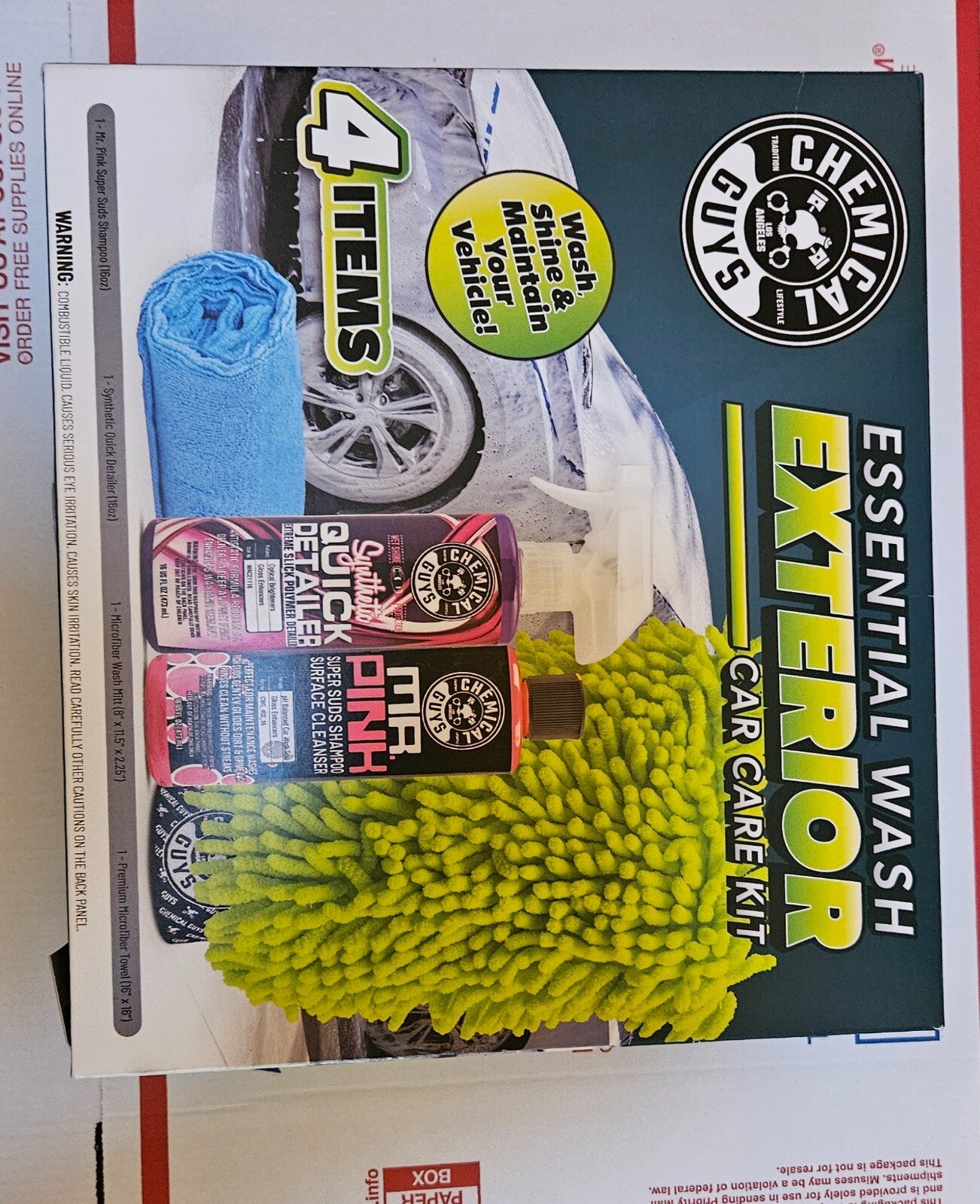 Chemical Guys Exterior Car Care Kit Wash Wax Polish Detailing Cleaner New Sealed